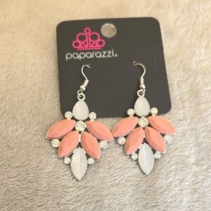 #066 Paparazzi Pink and White Dangle Earrings